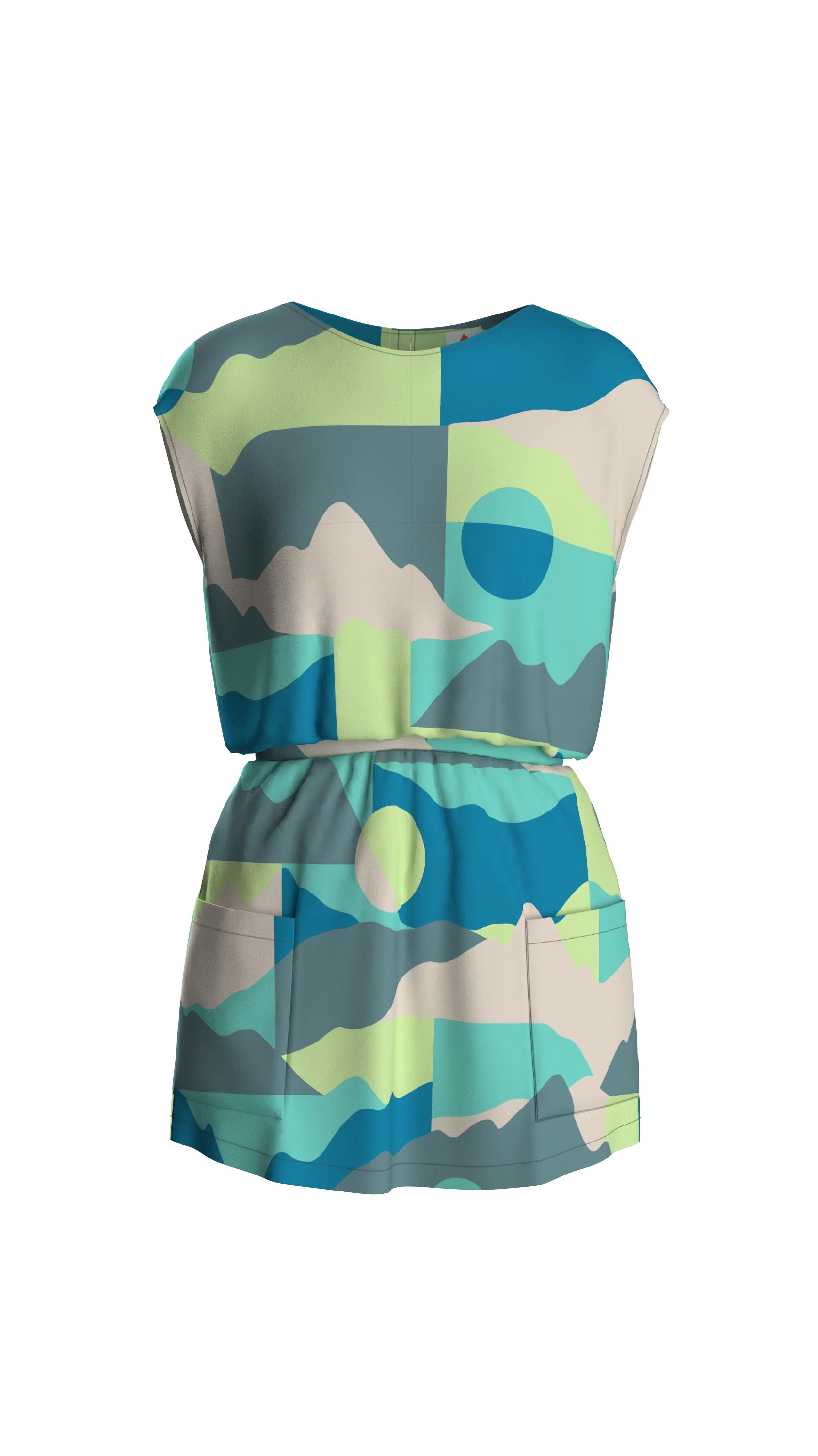 Clarity Short Skort Dress - Vista Patchwork Aqua