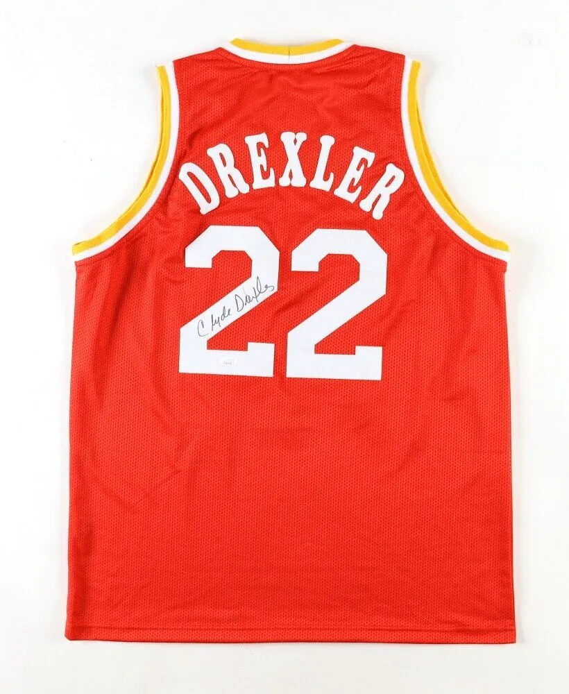 Clyde Drexler Signed Houston Rockets Red Home (Clyde the Glide) Jersey (JSA COA)