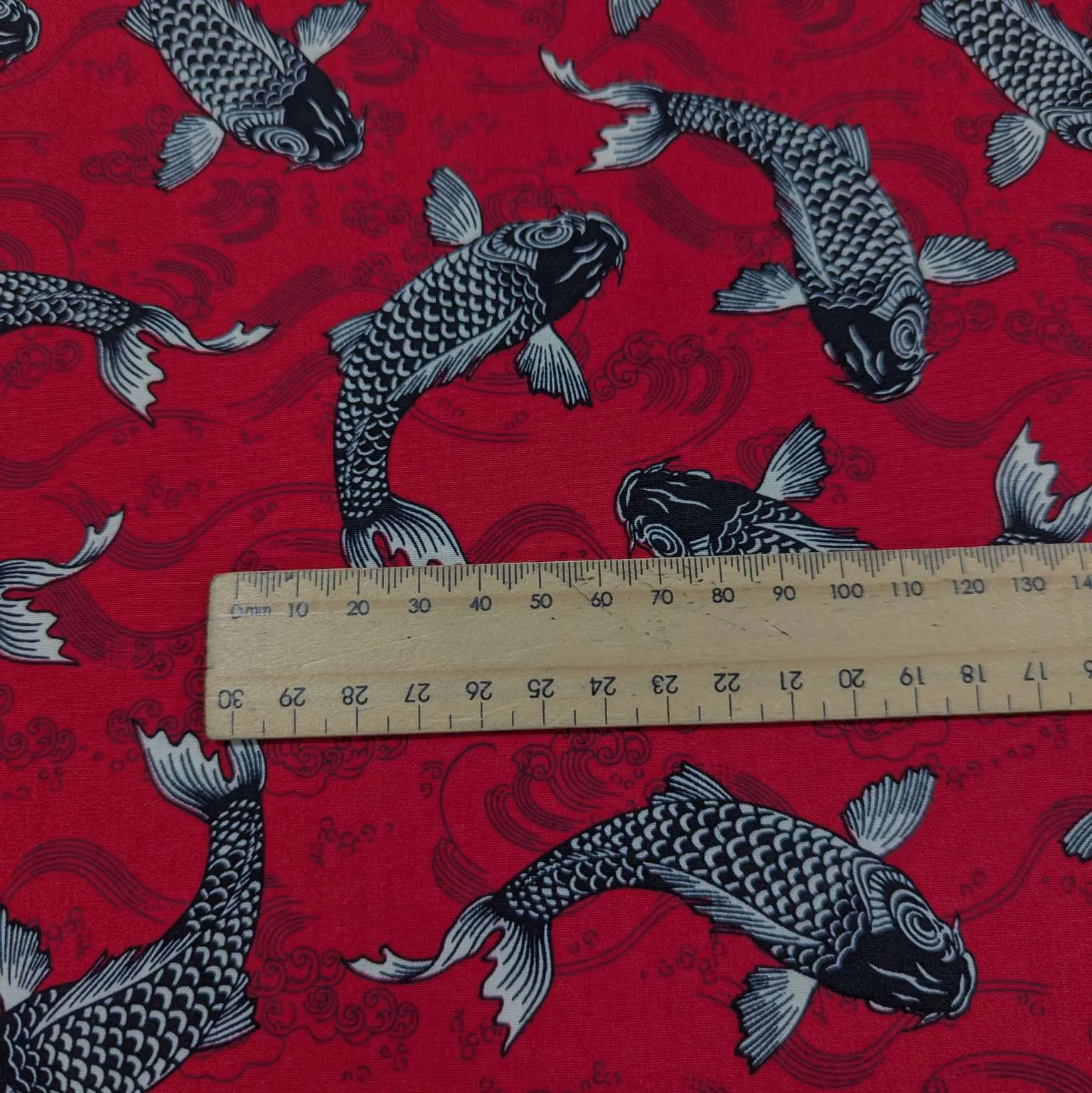 Cotton Poplin, Koi, Red