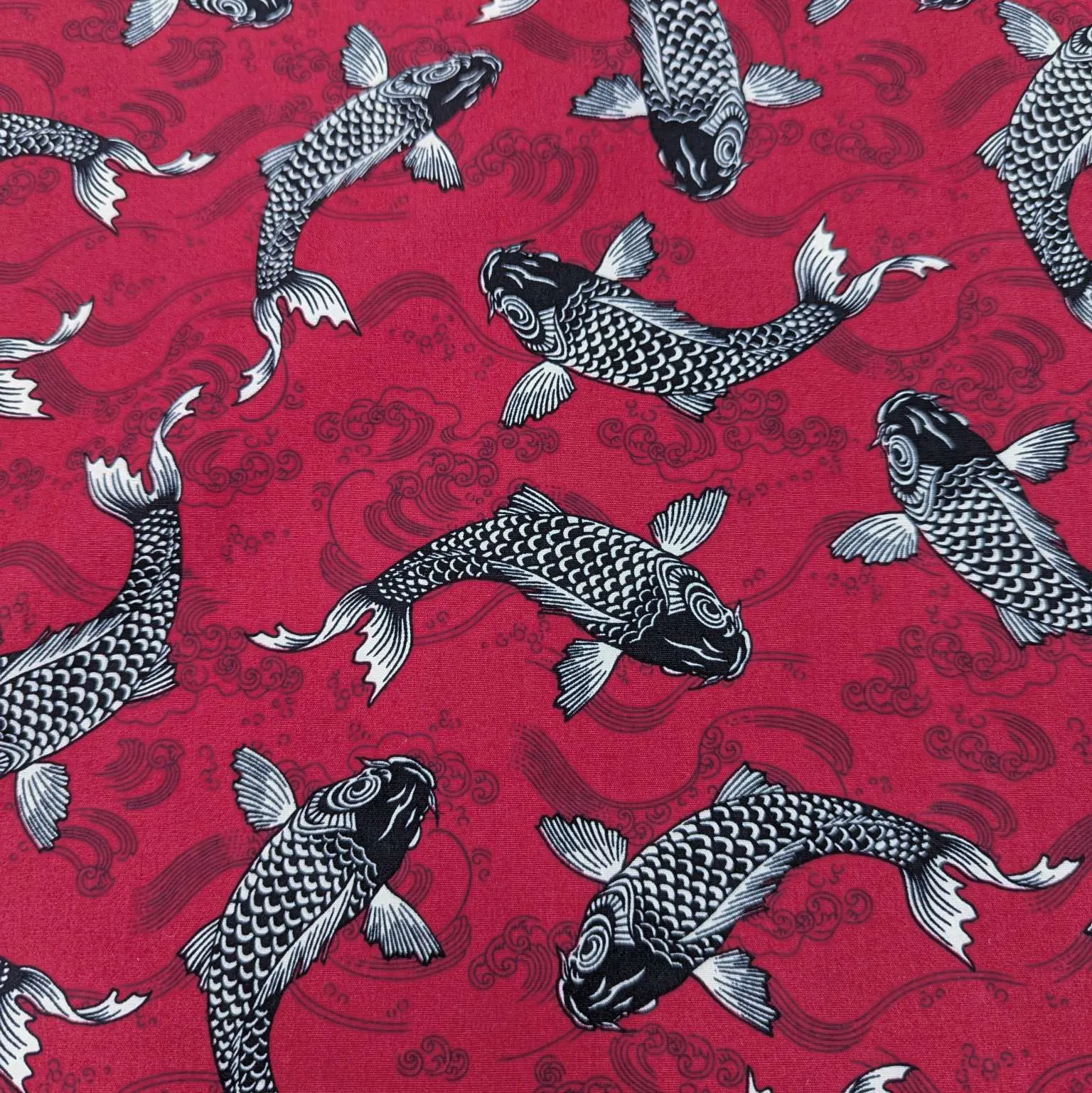Cotton Poplin, Koi, Red