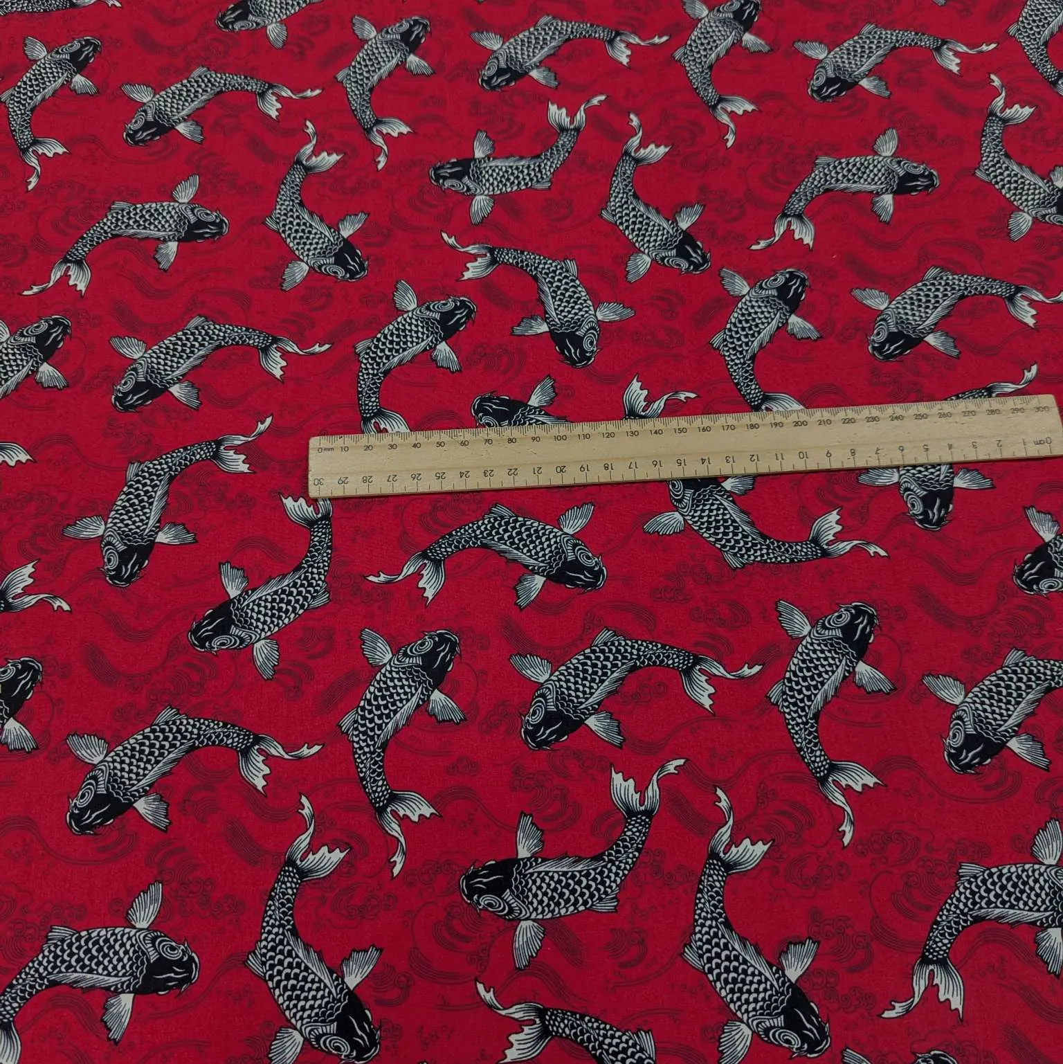 Cotton Poplin, Koi, Red