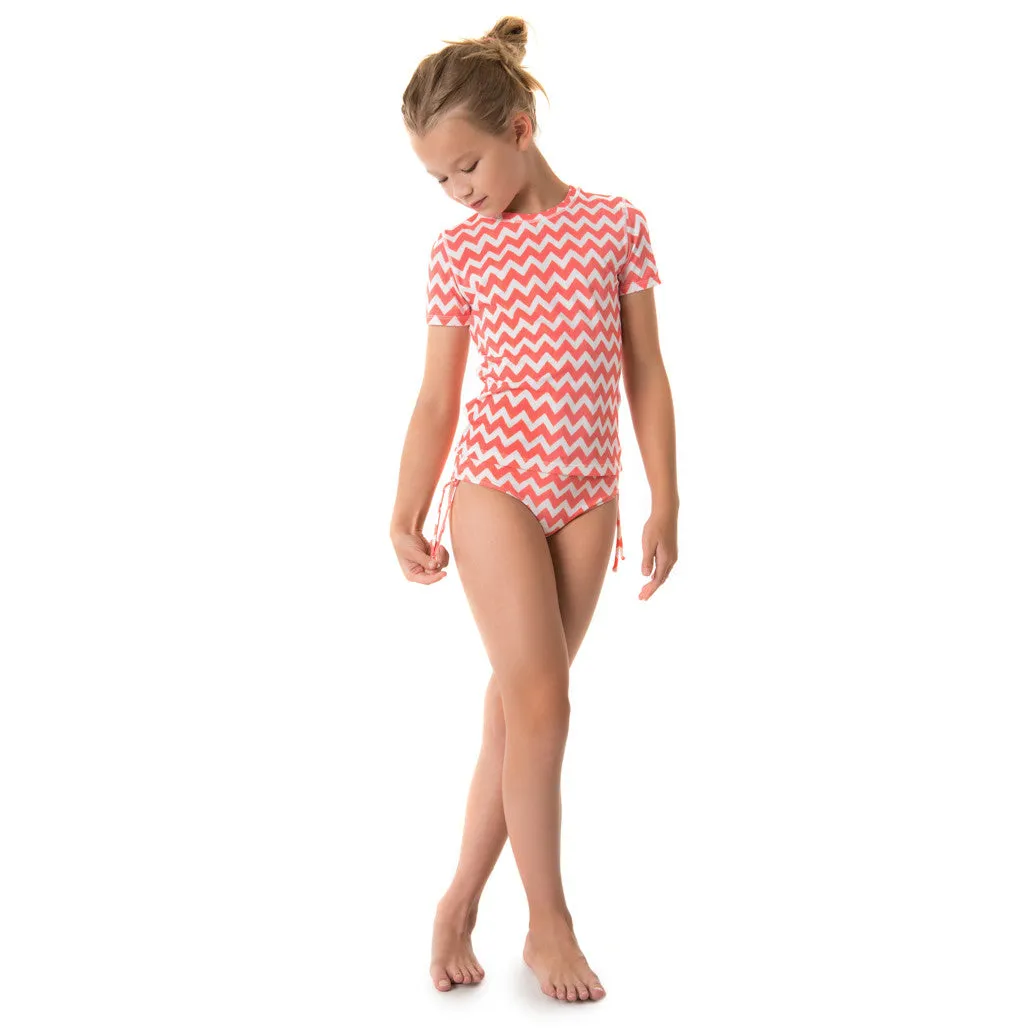 Crete Girls Rash Shirt Set - Coral