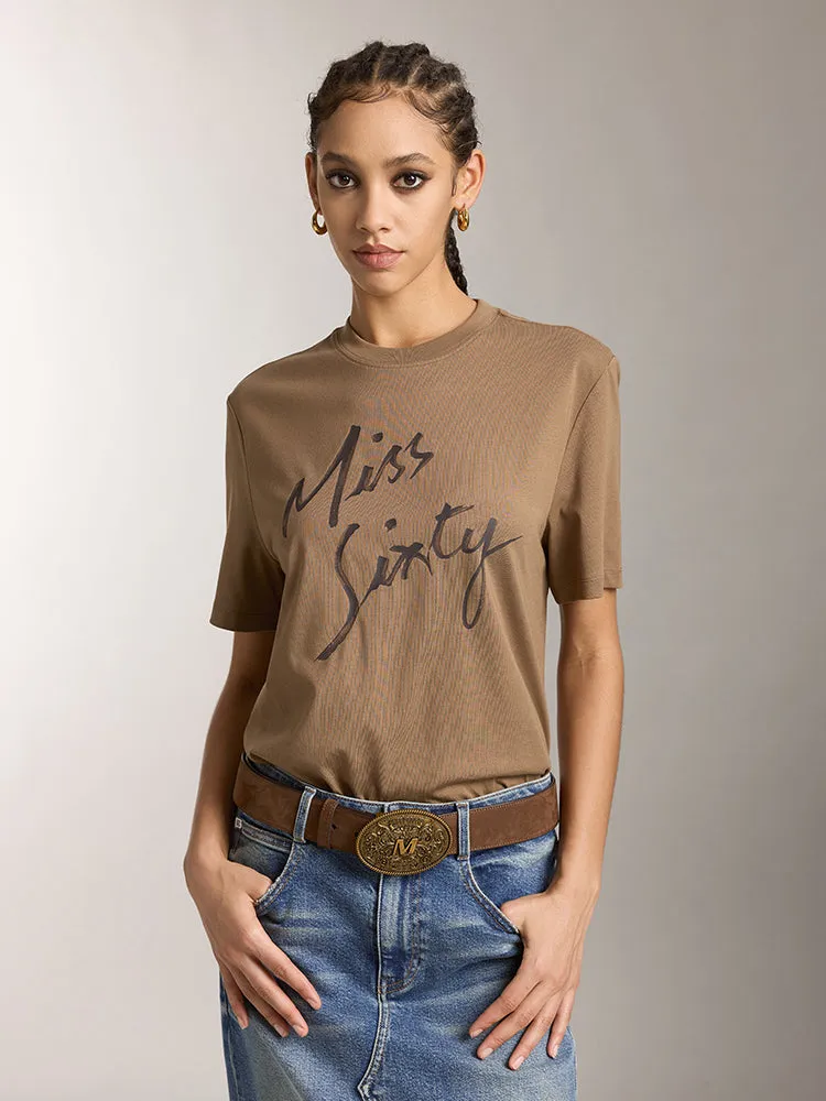 Crew Neck Printed Loose Fit Short Sleeves T-Shirt
