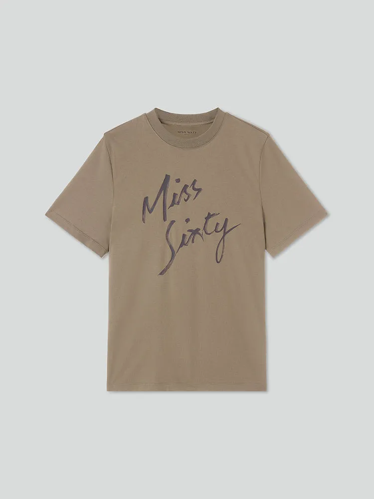 Crew Neck Printed Loose Fit Short Sleeves T-Shirt