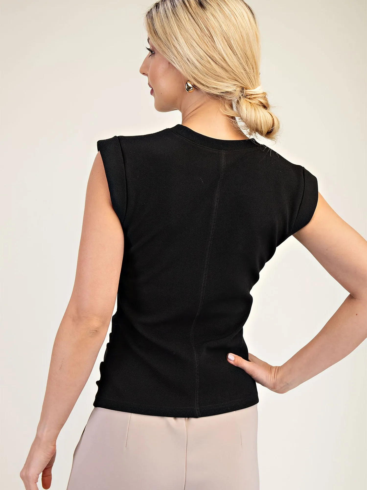 Crew Neck Ruched Top