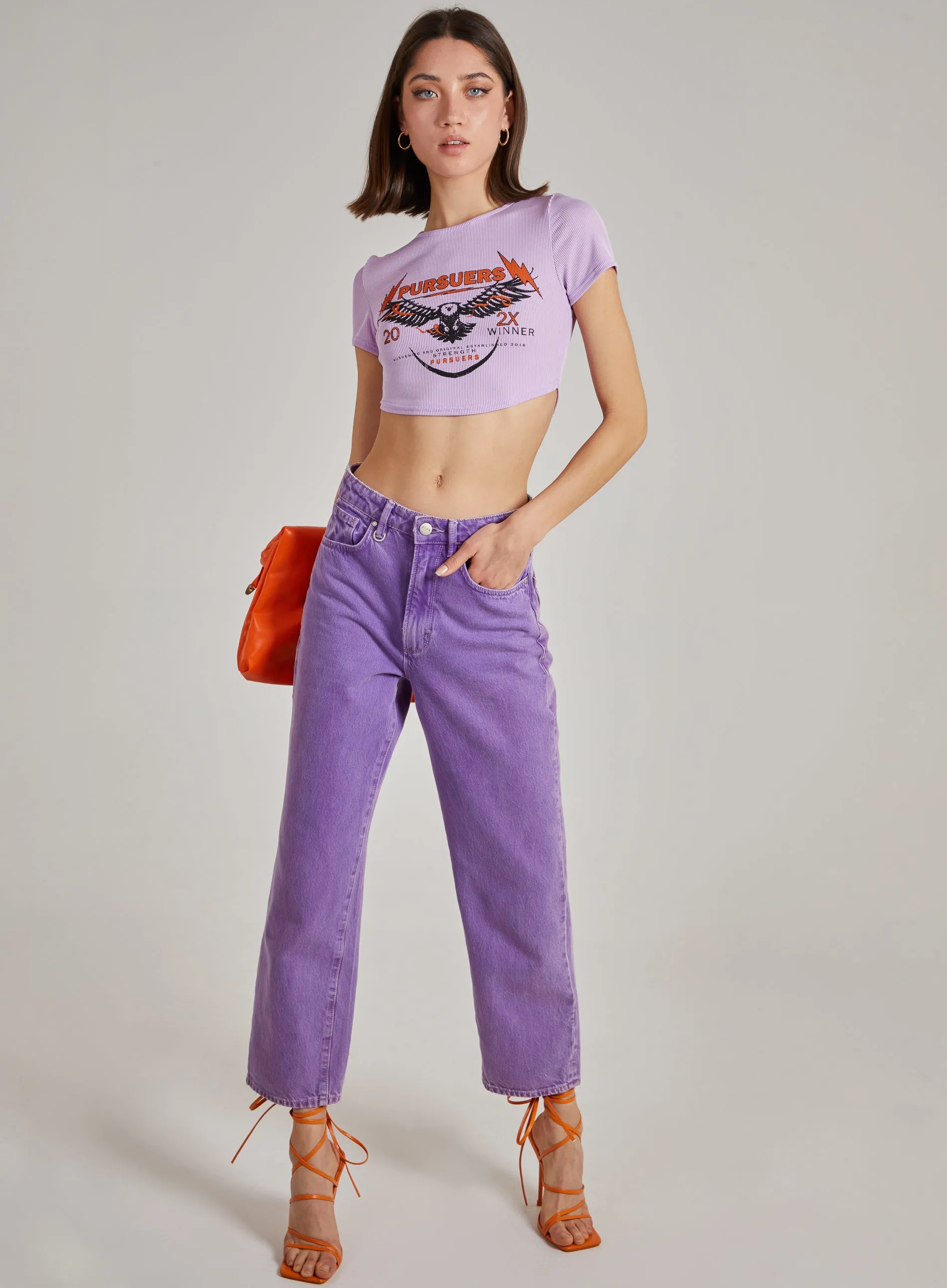 Cropped Ribbed Band Tee