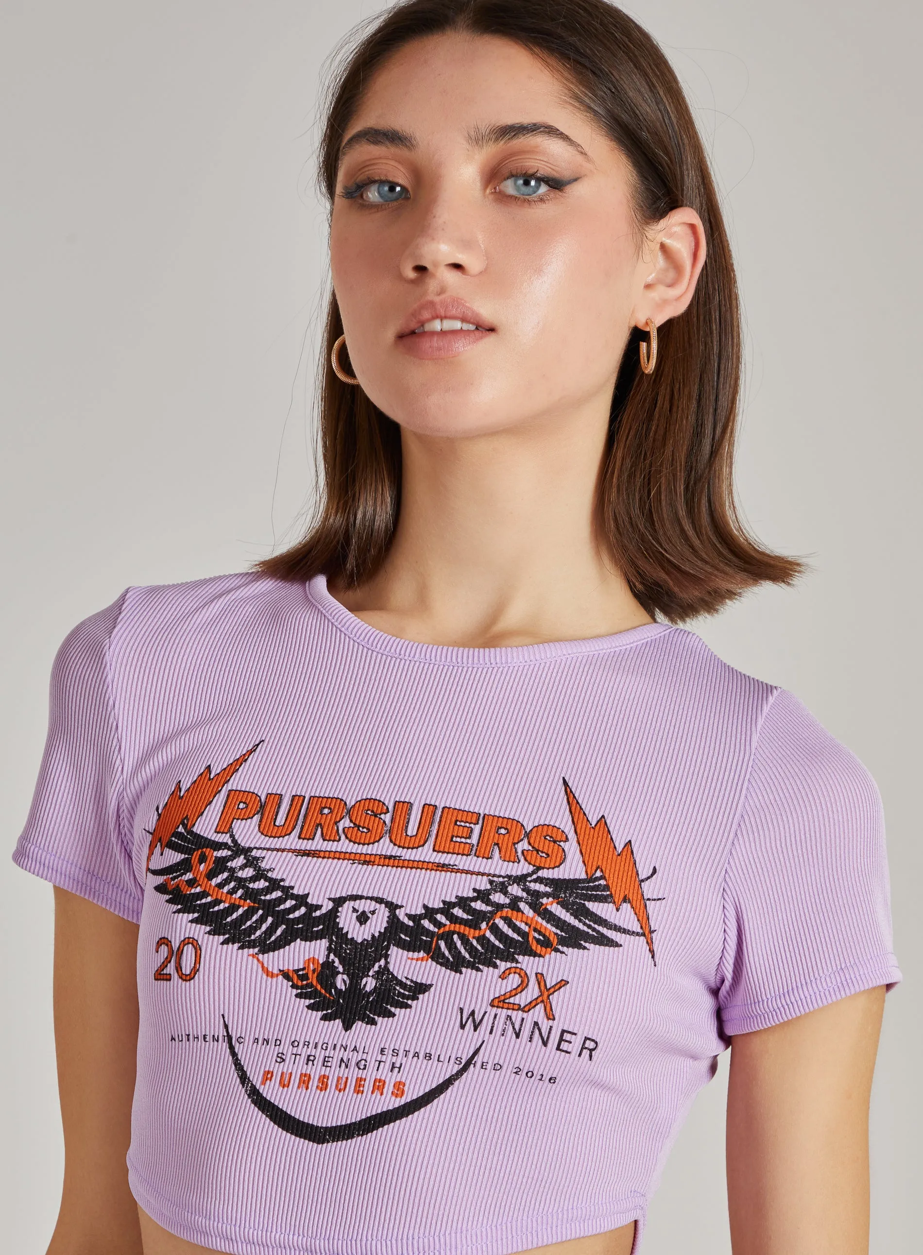 Cropped Ribbed Band Tee