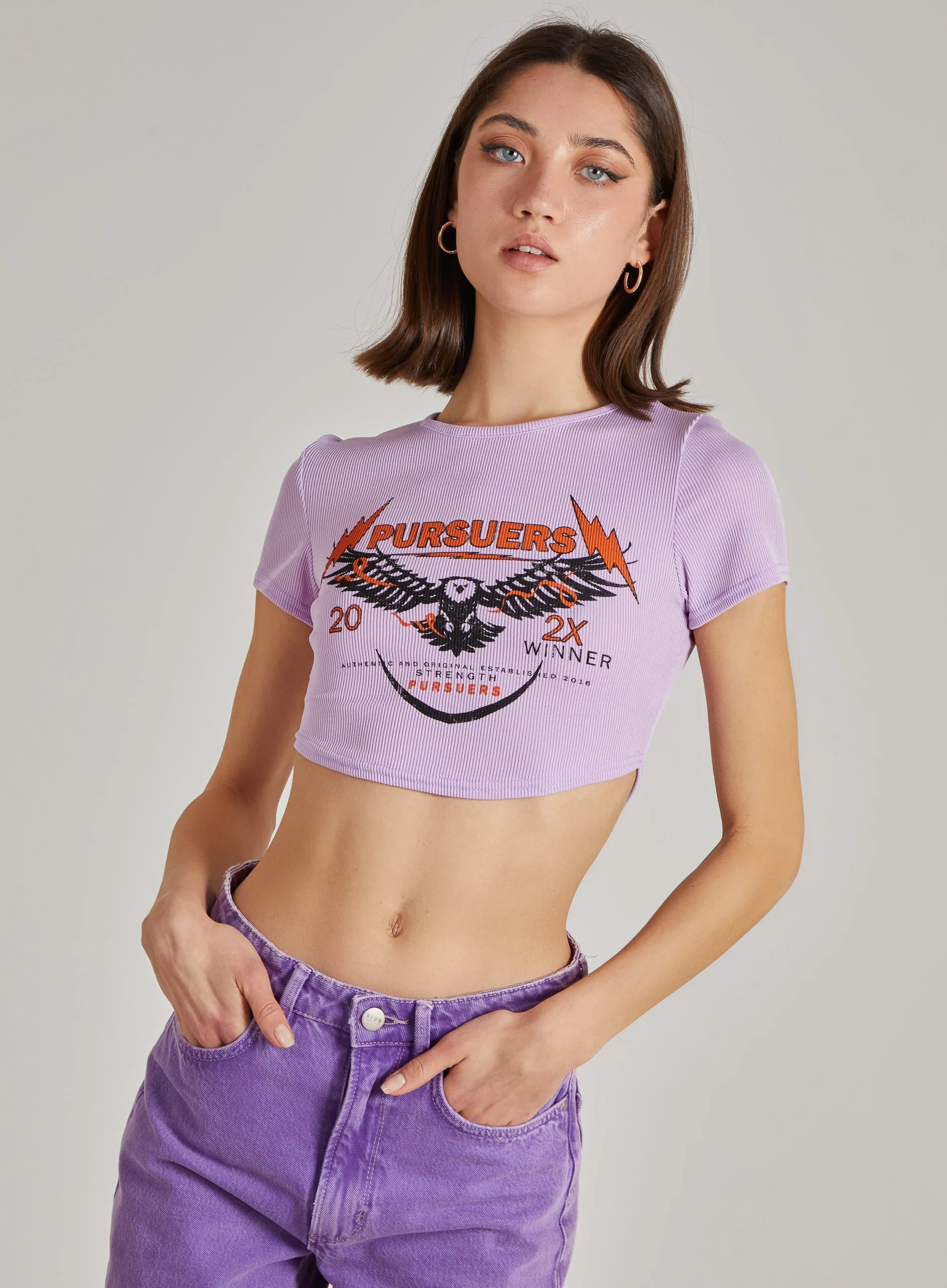 Cropped Ribbed Band Tee