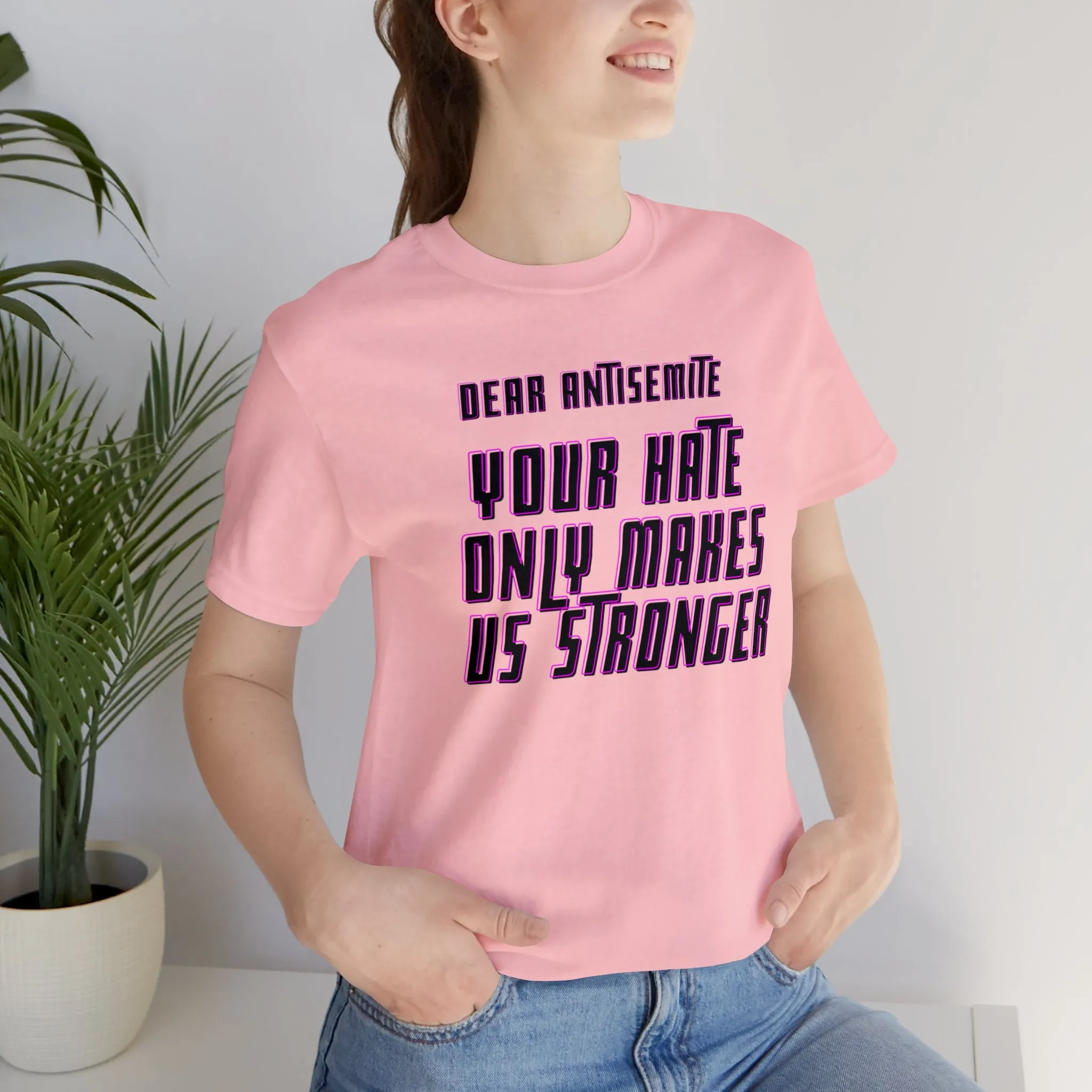 Dear Antisemite Black & Pink Unisex Jersey Short Sleeve Tee