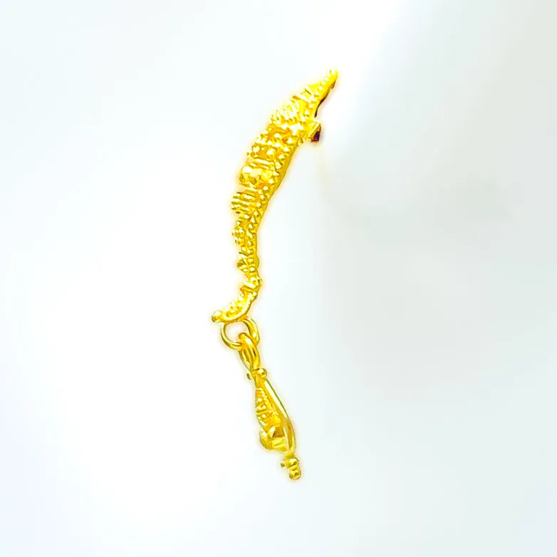 Decorative Leaf 22k Gold Tasseled Earrings