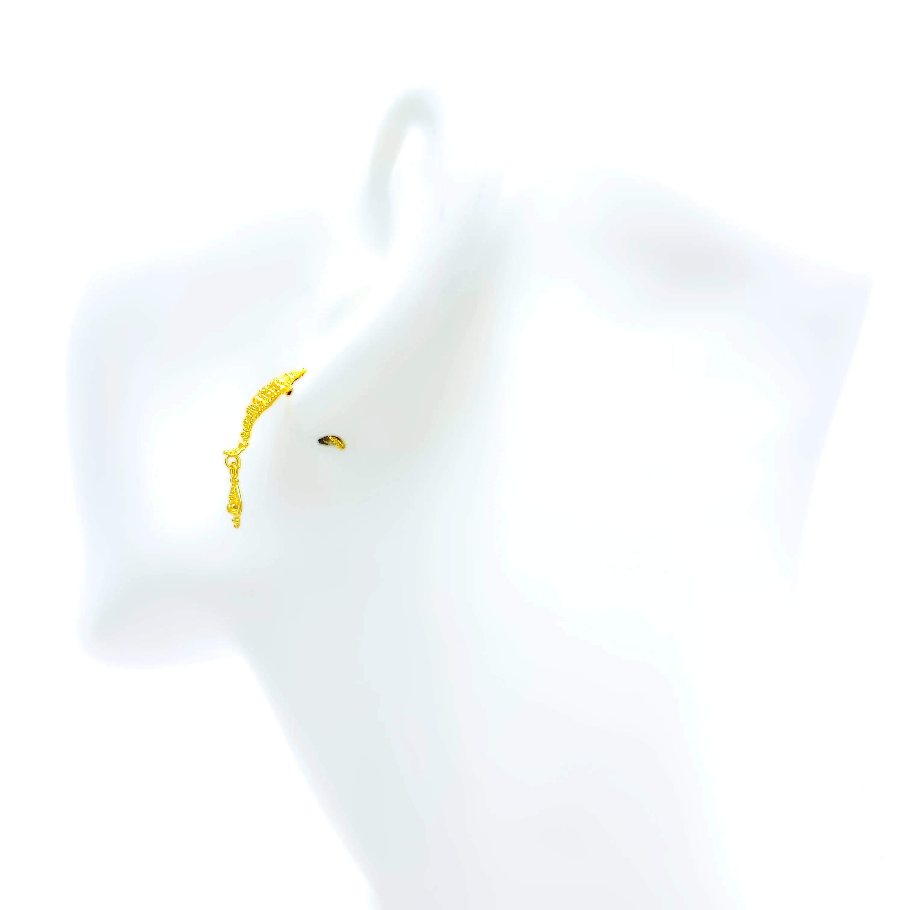 Decorative Leaf 22k Gold Tasseled Earrings