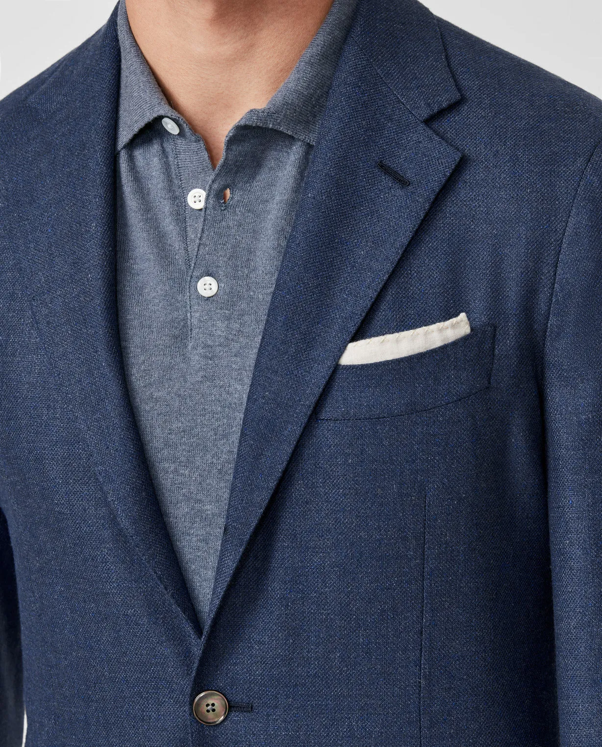 Di Pray Indigo Melange Silk & Wool Basketweave