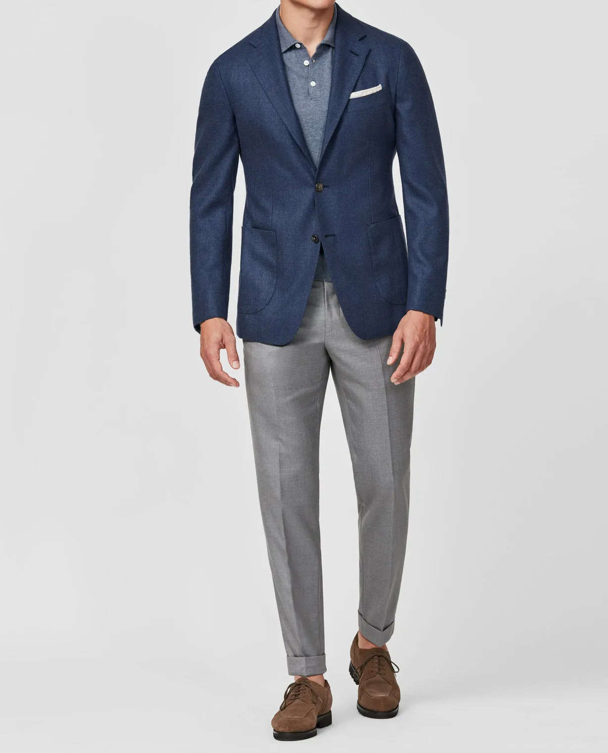 Di Pray Indigo Melange Silk & Wool Basketweave