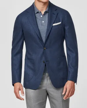 Di Pray Indigo Melange Silk & Wool Basketweave