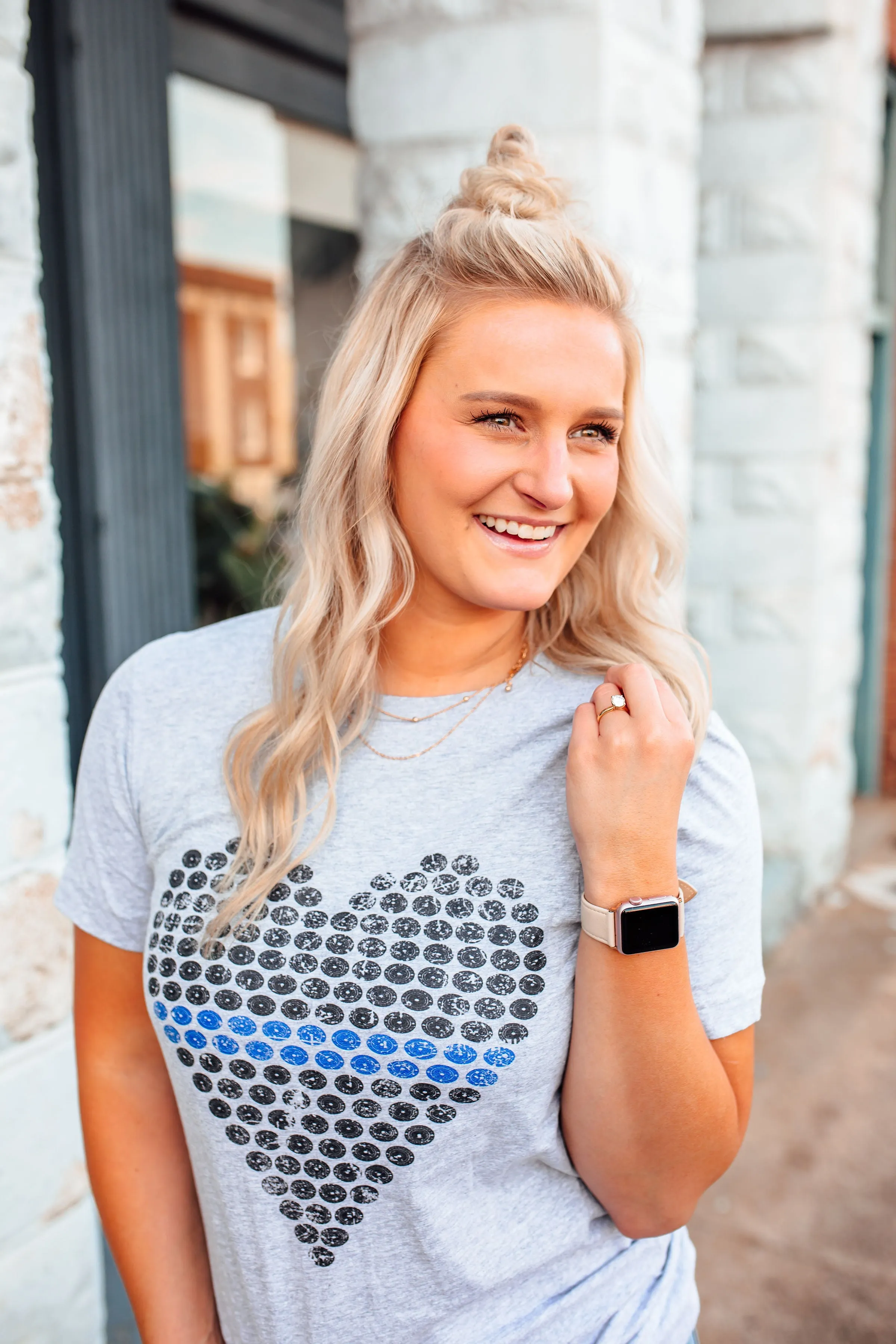 Distressed Bullet Heart © Unisex Tee (Thin Blue Line)