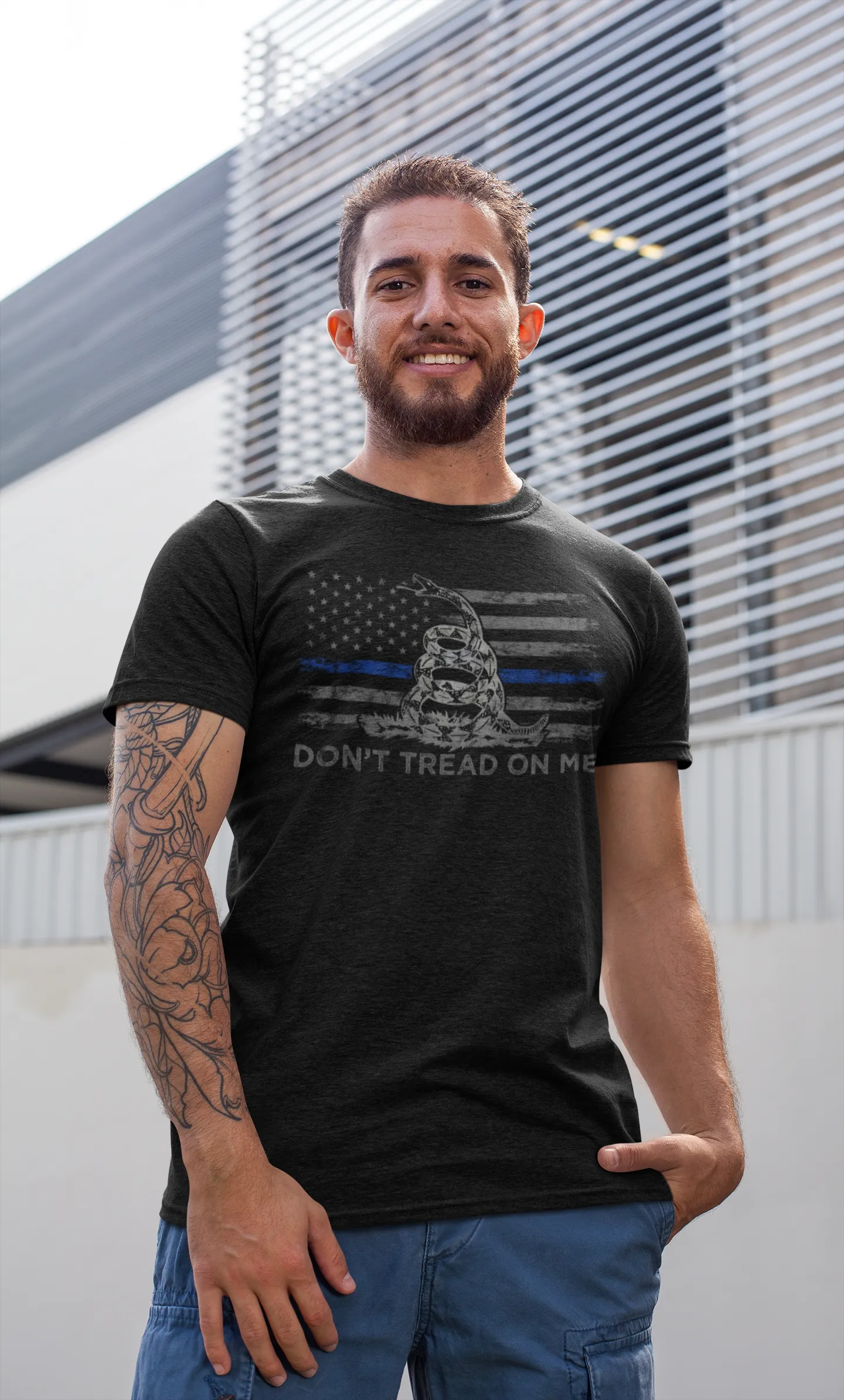 Don't Tread On Me © Unisex T-Shirt (Thin Blue Line)