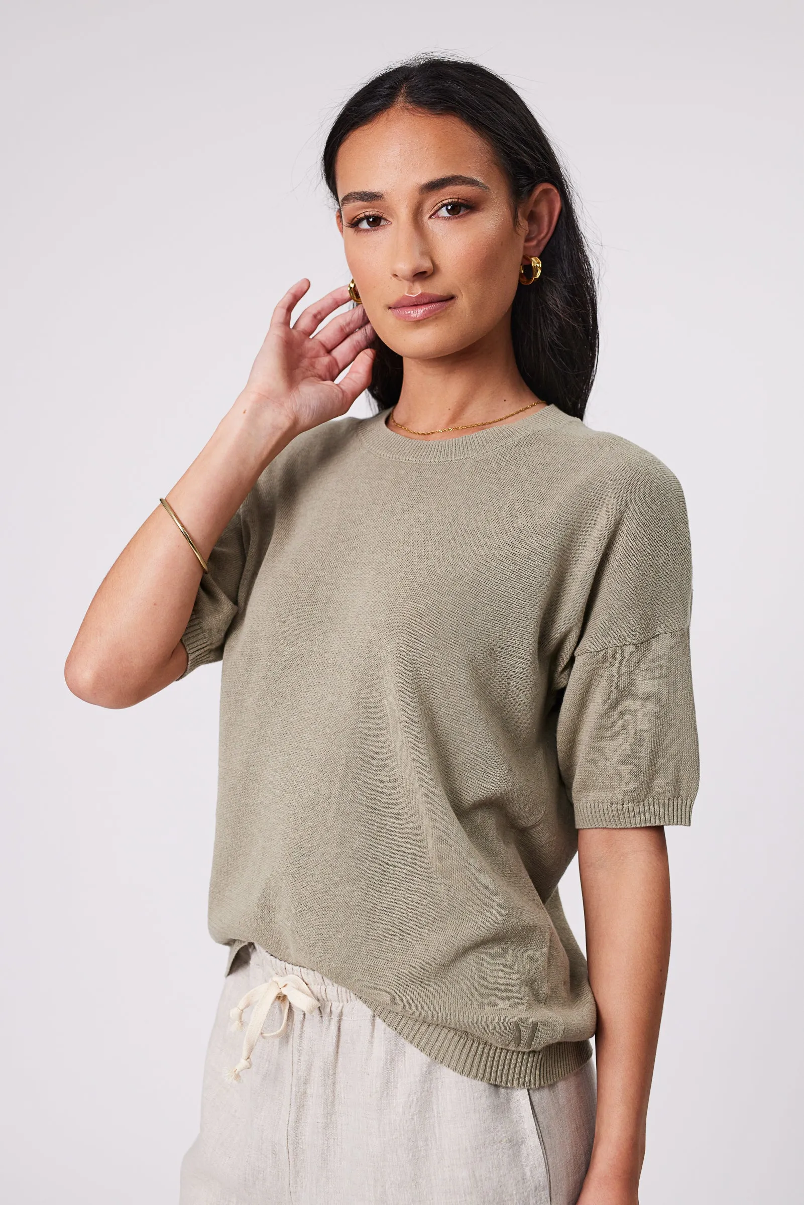 Eden Knit Tee - Light Kelp