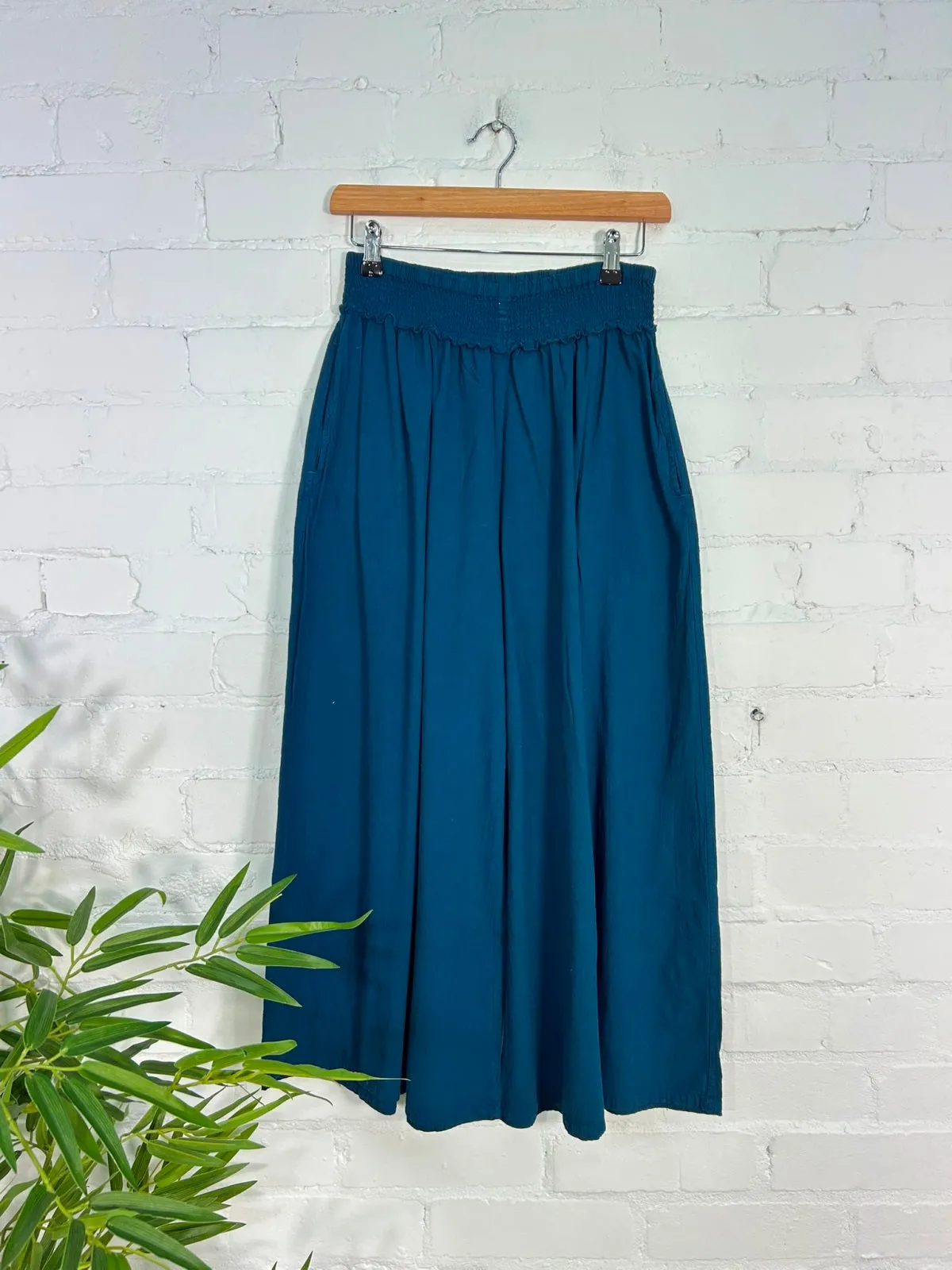 Elasticated Cropped Wide Leg Trousers