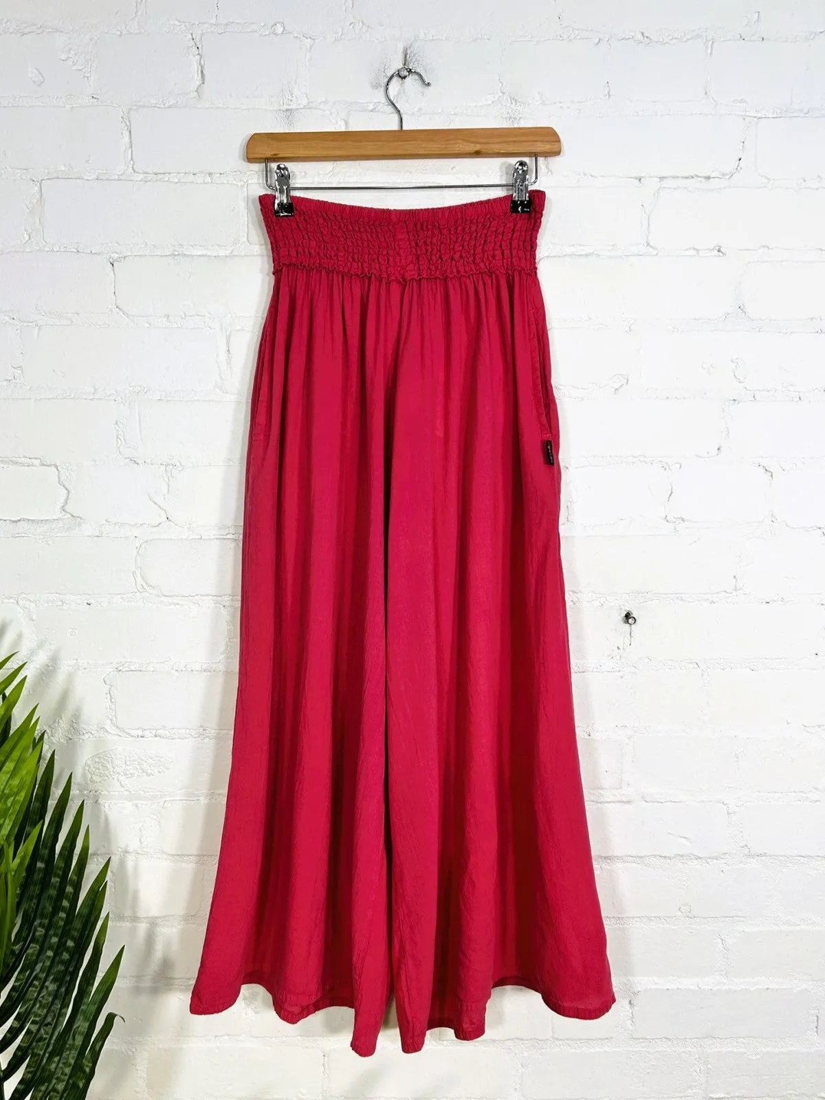 Elasticated Cropped Wide Leg Trousers