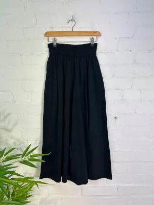 Elasticated Cropped Wide Leg Trousers