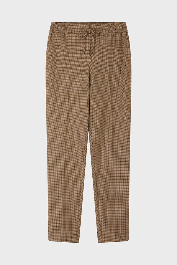EMMA HOUNDSTOOTH DRAWSTRING ELASTICATED WAIST TAILORED PANTS