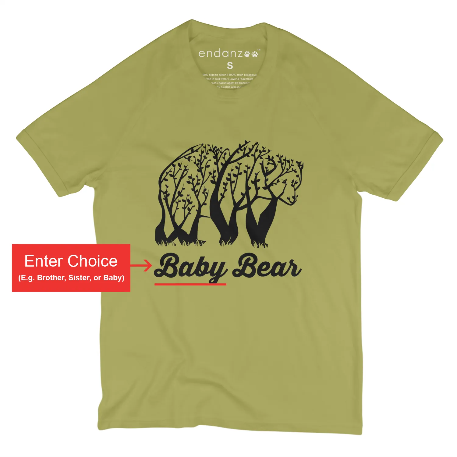 Endanzoo Matching Family Organic Tee Shirts - Tree Bears (Green)