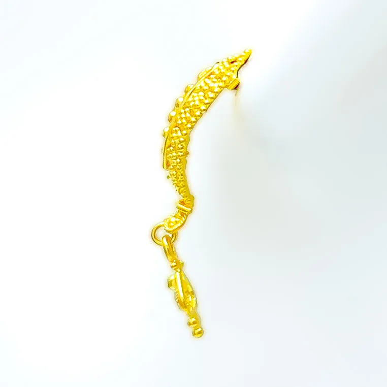 Exclusive Beaded Leaf 22k Gold Earrings