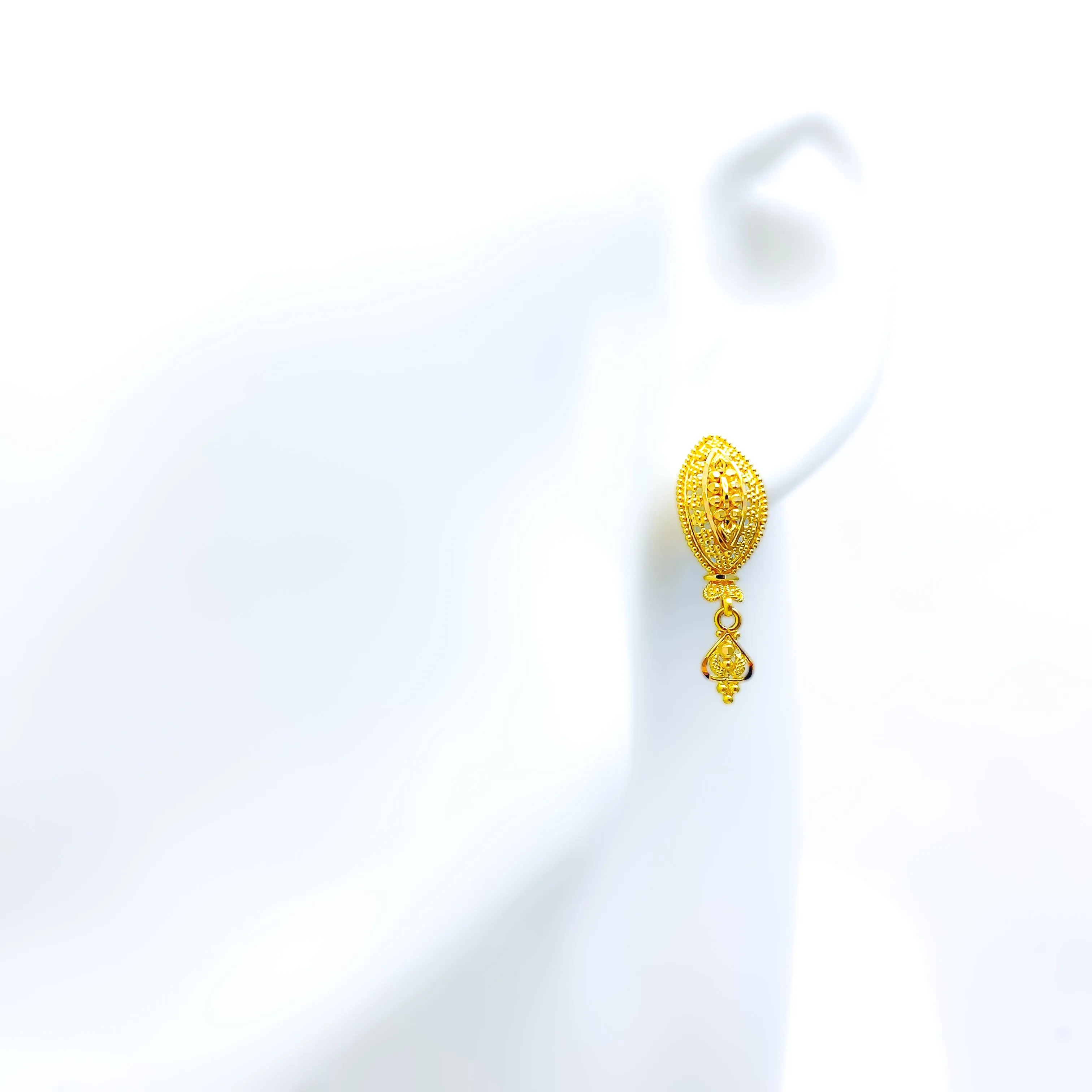 Exclusive Beaded Leaf 22k Gold Earrings