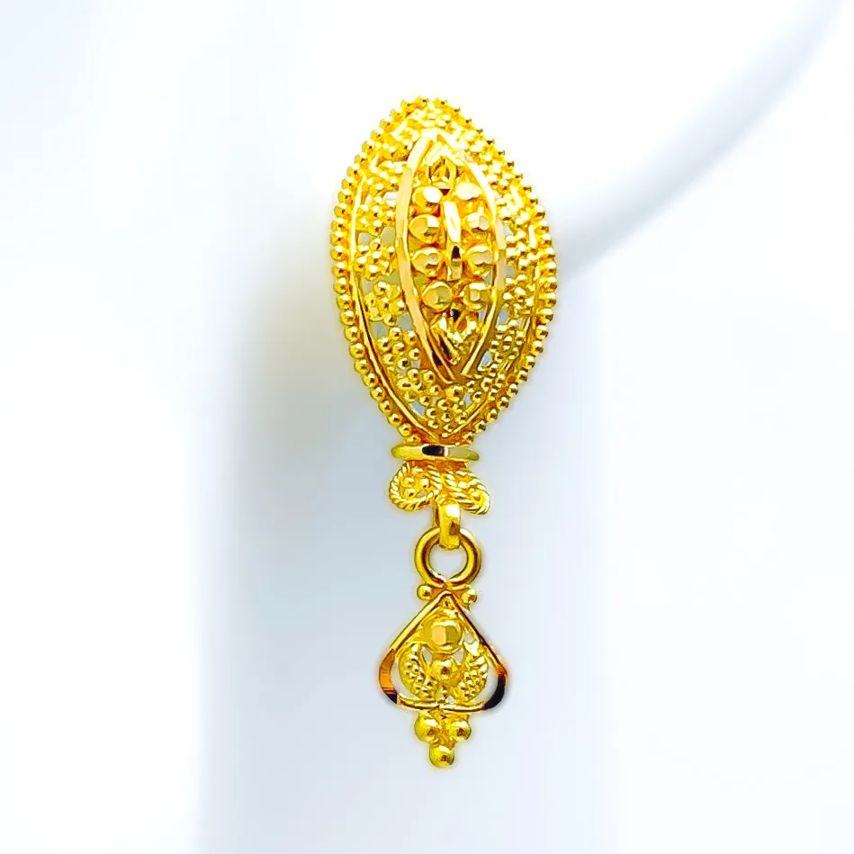 Exclusive Beaded Leaf 22k Gold Earrings