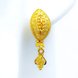 Exclusive Beaded Leaf 22k Gold Earrings