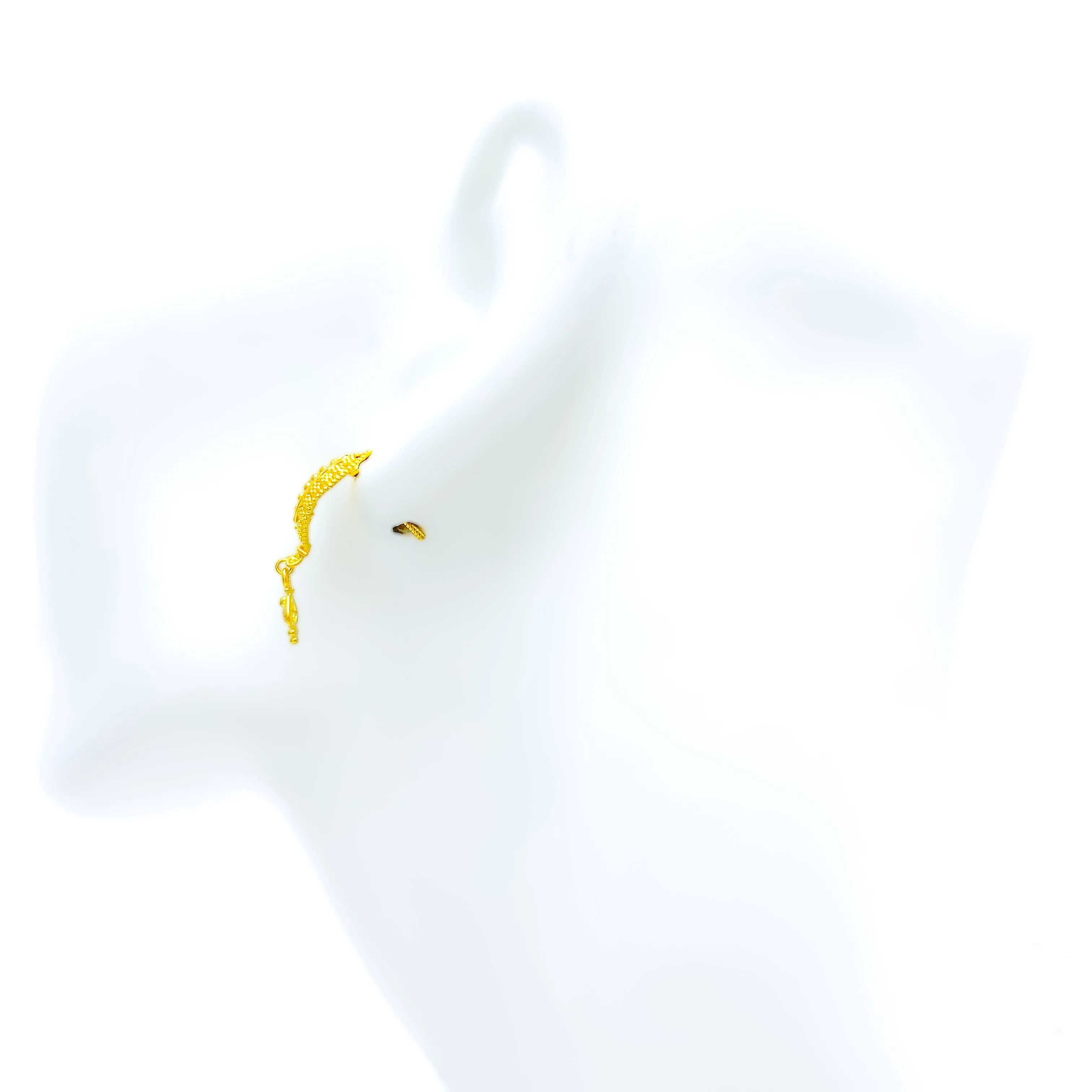 Exclusive Beaded Leaf 22k Gold Earrings