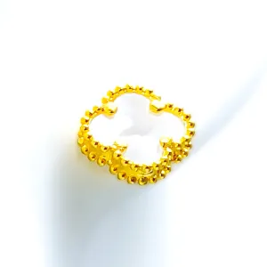 Exquisite Enamel 21k Gold Clover Earrings