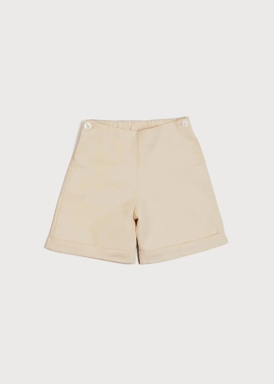 Faux Pocket Elasticated Waist Shorts in Ivory (18mths-4yrs)