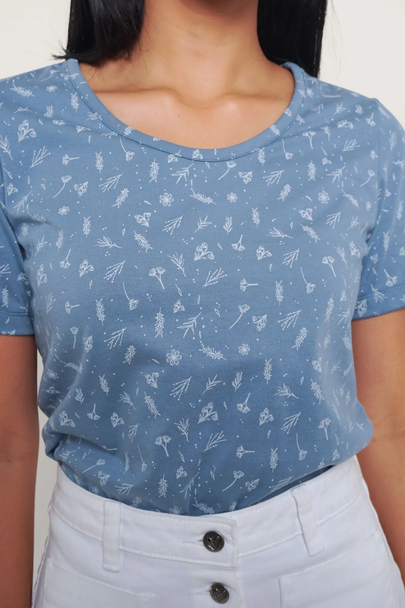 Floral Scoop Neck All Over Print Graphic Tee