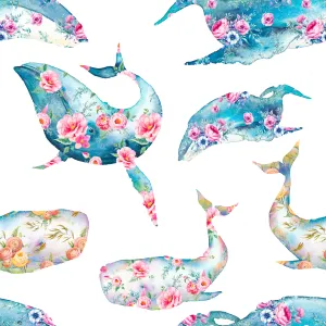 Floral whales Shorts with rolled cuffs 0-4 years