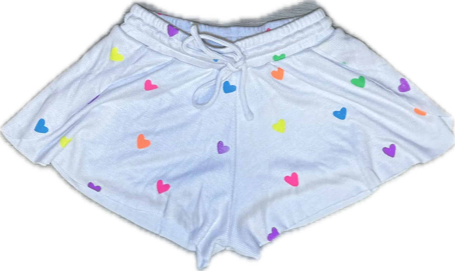 Flowers By Zoe- Multi Color Heart Shorts (White)