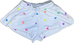 Flowers By Zoe- Multi Color Heart Shorts (White)