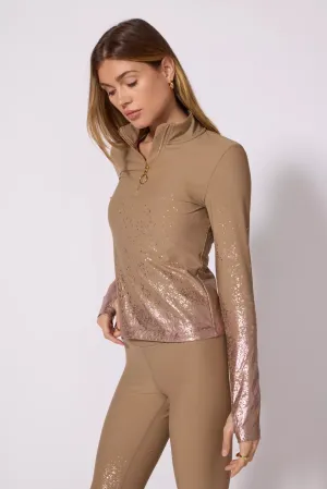 Foil Print Quarter Zip - Caribou