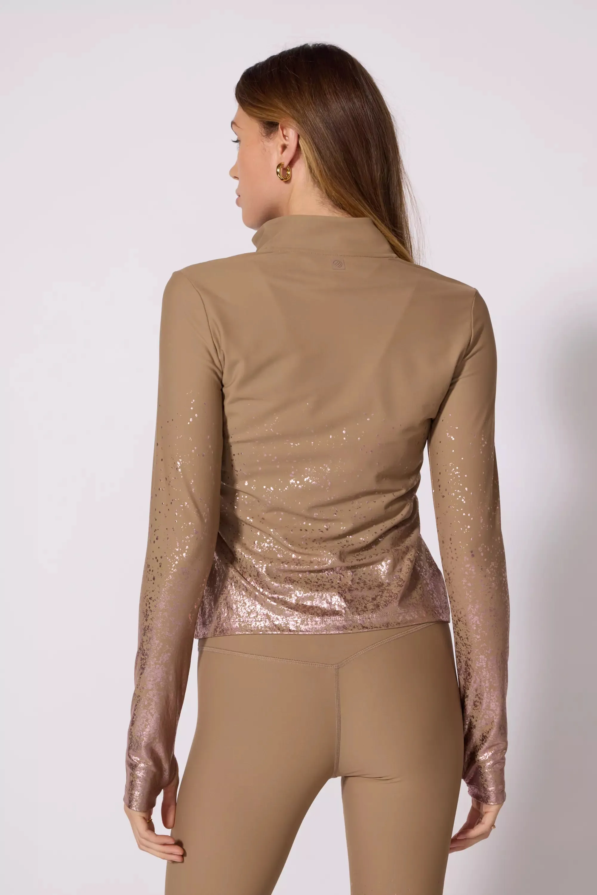 Foil Print Quarter Zip - Caribou