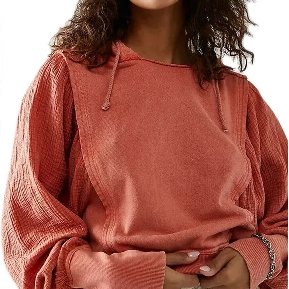Free People Love Letter Hoodie in Orange Size Small