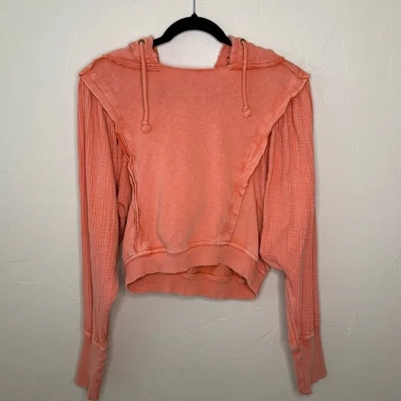 Free People Love Letter Hoodie in Orange Size Small