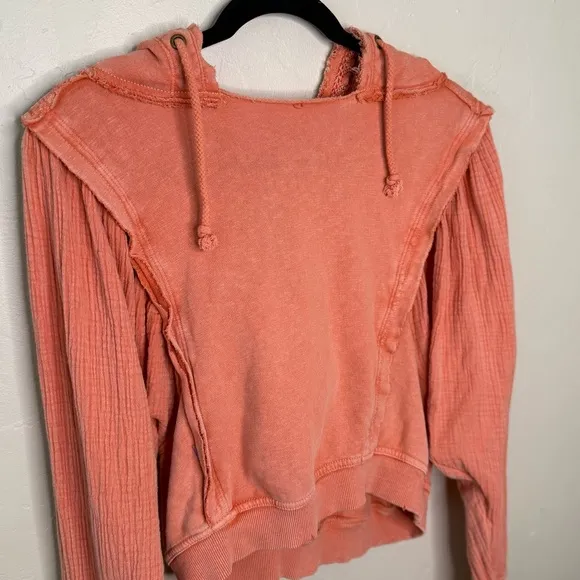 Free People Love Letter Hoodie in Orange Size Small