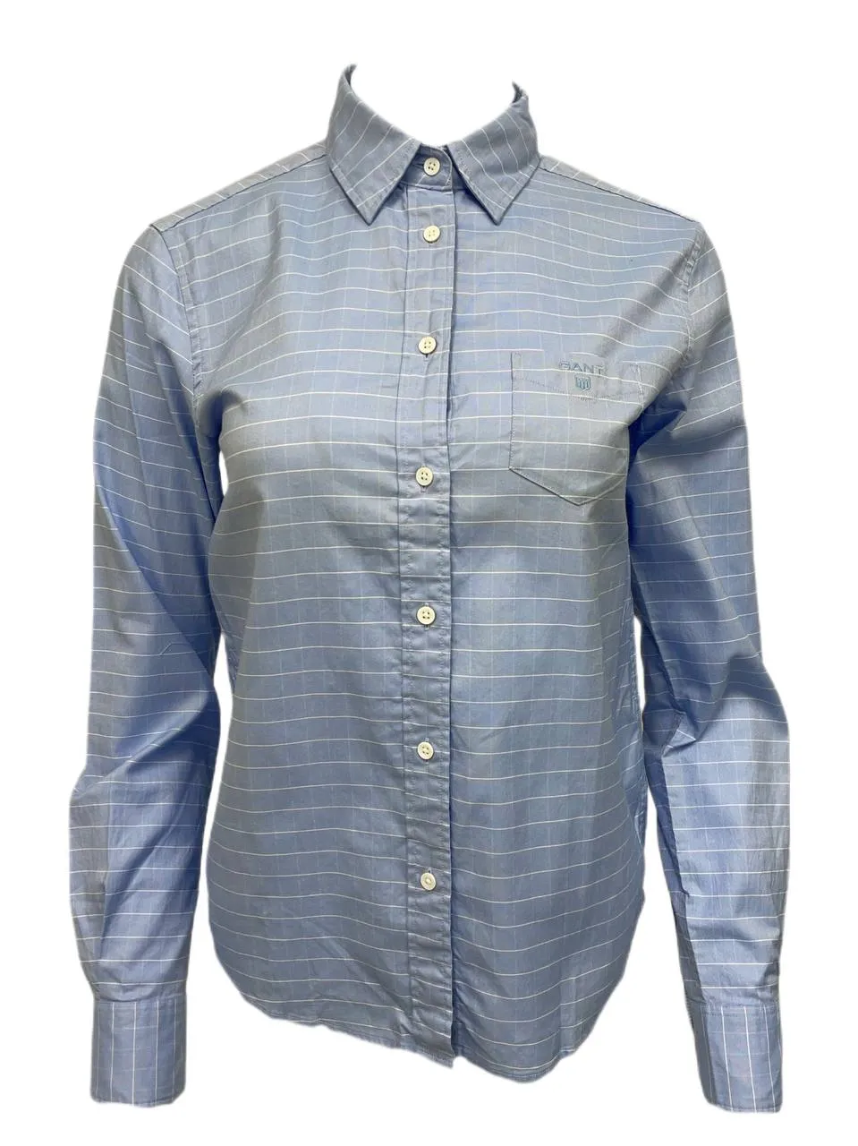GANT Women's Light Sky Blue Checked PPO Shirt 432068