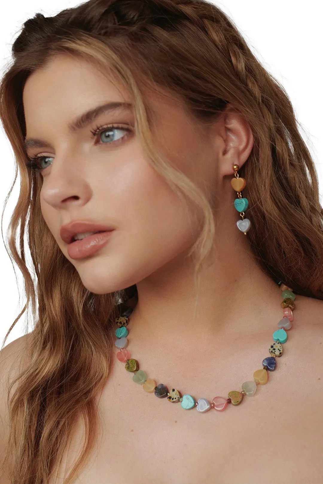 Gemstone Heart Earrings