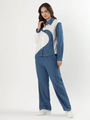 Geo Denim Graphic Panel Set (TOP BOTTOM)