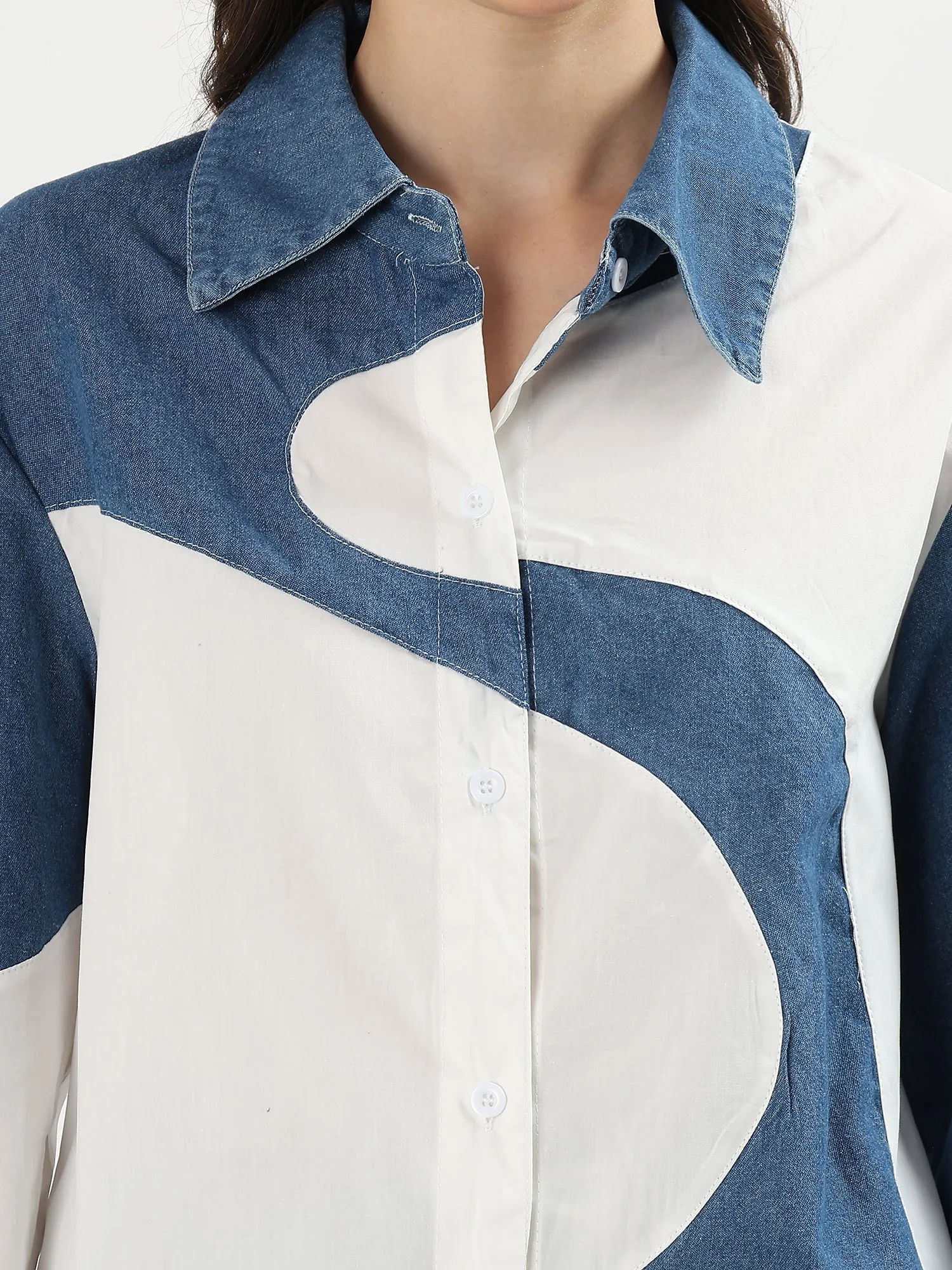 Geo Denim Graphic Panel Set (TOP BOTTOM)