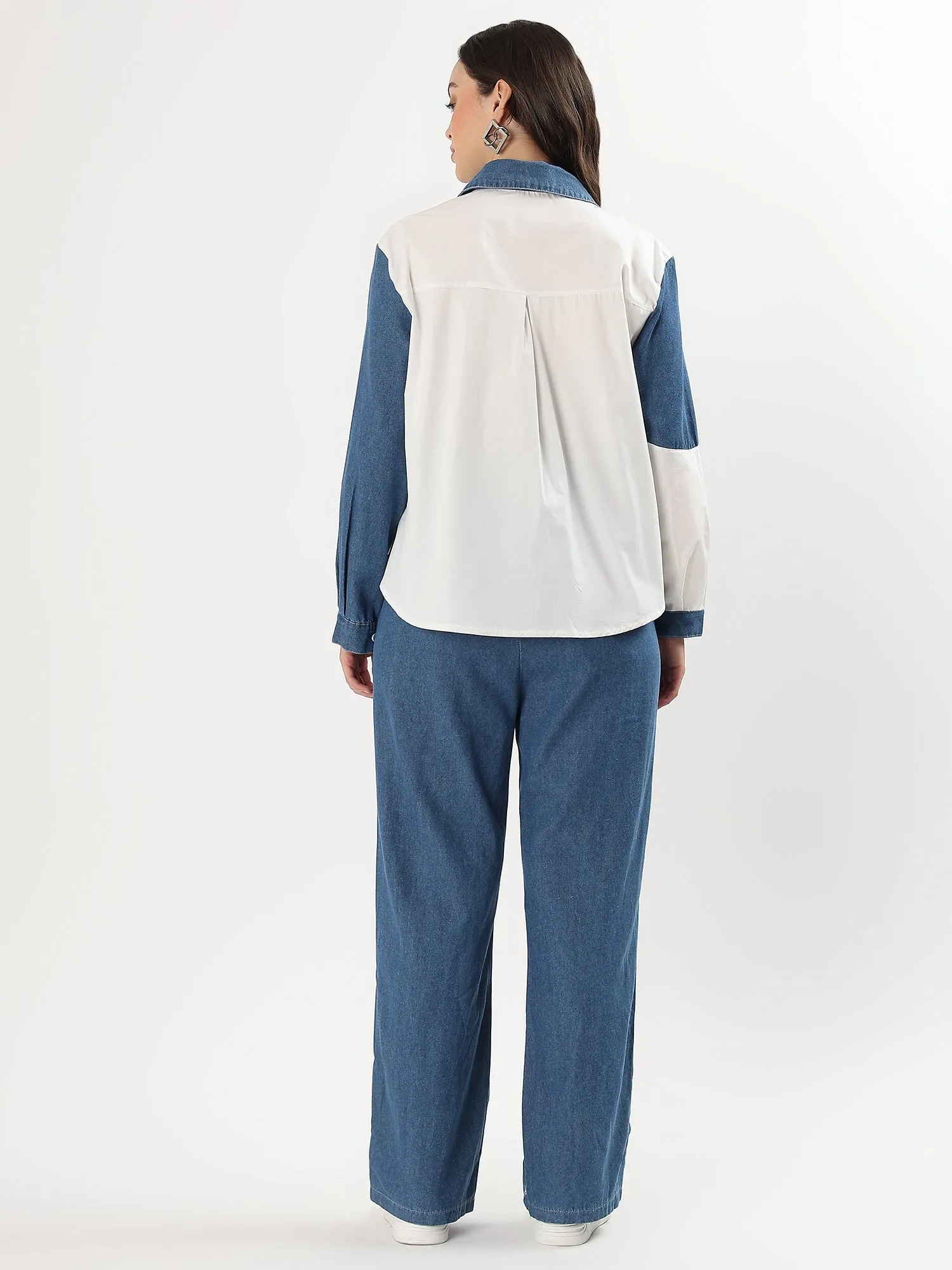 Geo Denim Graphic Panel Set (TOP BOTTOM)