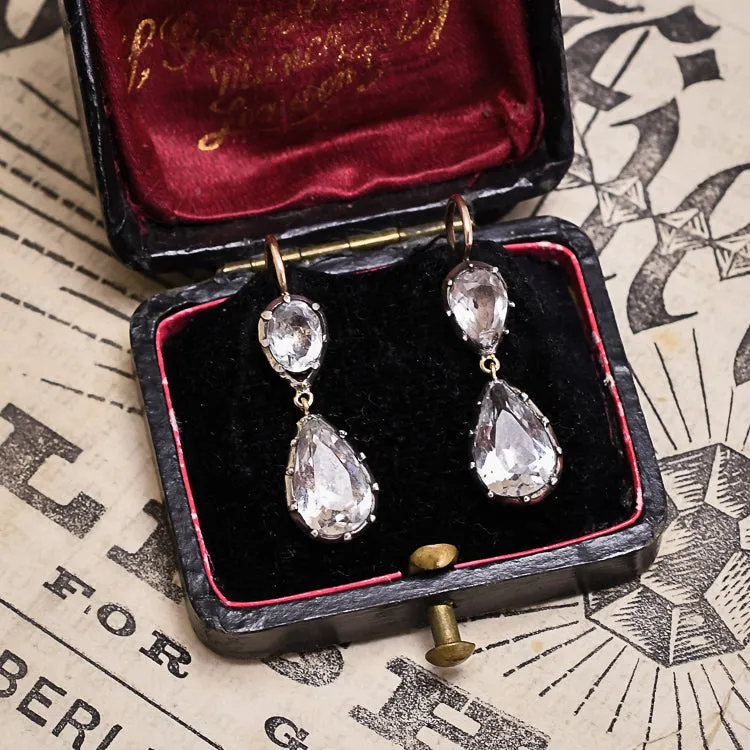 Georgian White Paste Pear Earrings