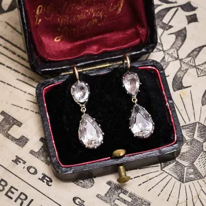 Georgian White Paste Pear Earrings
