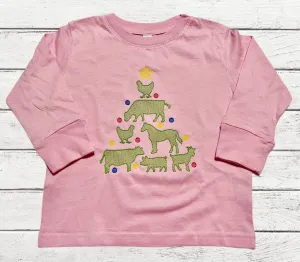 Girl’s Farm Animal Christmas Tree Tee